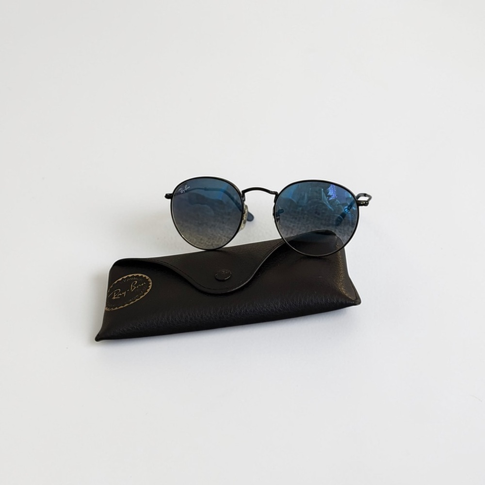 Ray-Ban Polarized RB3447 ROUND METAL Black/Blue/Light blue - Picture 1 of 9